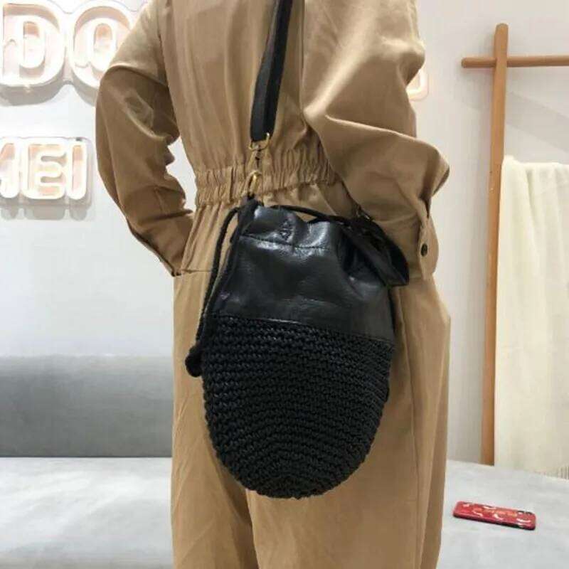 Summer New Products Genuine Leather Handmade Head Layer Cowhide Single Shoulder Crossbody Bag Women S Portable Wax Rope Braided LEMON KOKO