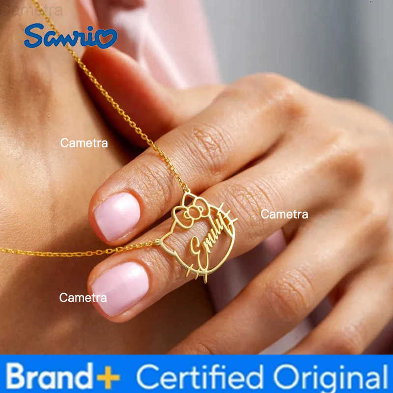 Sanrio Personalized Name Necklace Custom Cute cat Pendant Stainless Steel Necklace Pet Cat Lovers Jewelry Birthday Gift for Her H251229