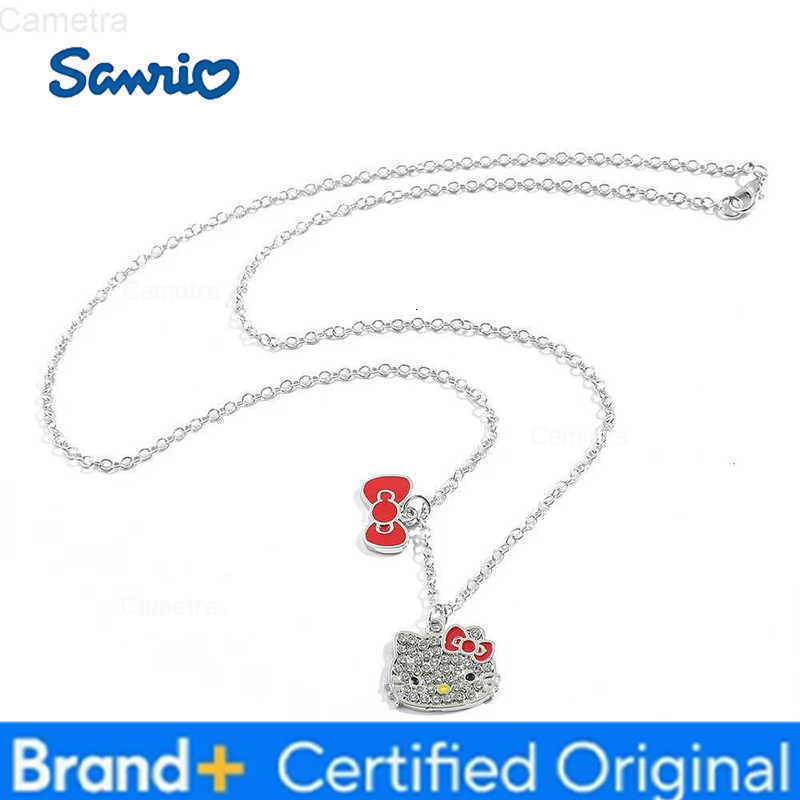 Sanrio Kawaii Hello Kitty Heart Rhinestone Necklace Pendant Girls Clavicle Jewelry Kitty Cat Design Fashion Accessory H251229