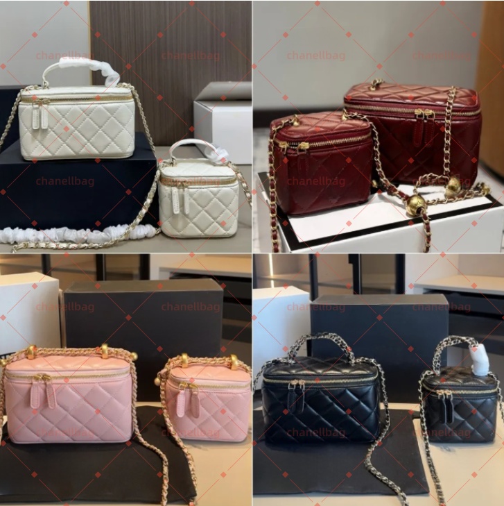 Designer Vanity Bag & Mirror Cosmetic Bags Chain Strap Crossbody Bag High Quality Leather Womens Make Up Case Small Handbag Mini Small Makeup Bag Vanity Case