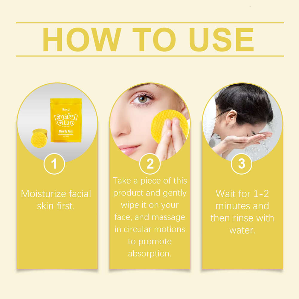 Hoygi Turmeric Pads Gentle Cleansing for Facial Improves Dull Skin Cleanses Soothes Nourishes