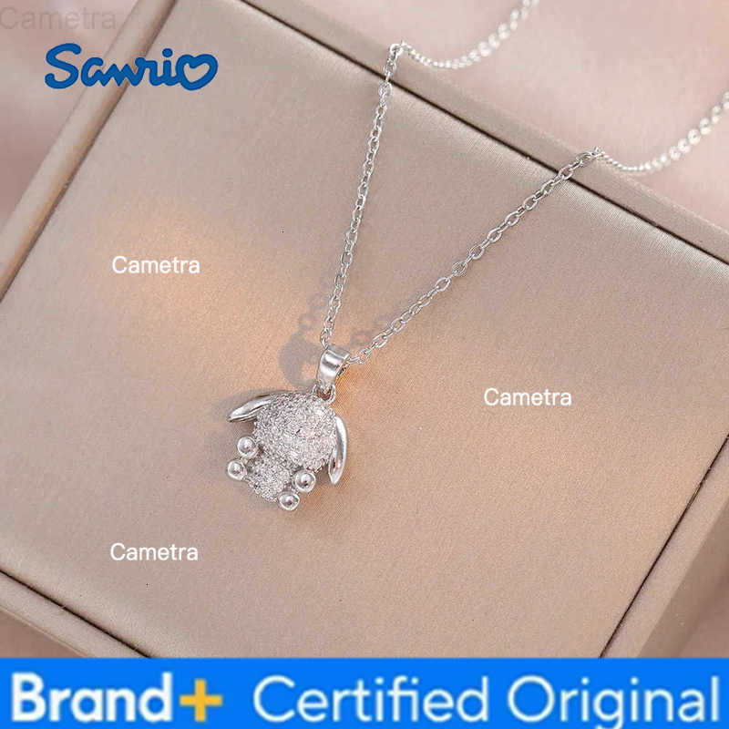 Sanrio Fashion Kawaii Shiny Zircon Rabbit Pendant Necklace for Women Girls Lovely Stainless Steel Chain Rabbit Jewelry Gifts for Friend H251229
