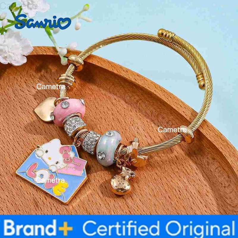Sanrio Fashion Simple Hello Kitty Charms Bracelet Trendy Pink Butterfly Beads Charms Bnagle for Girl Hands Accessores Gifts H2512291