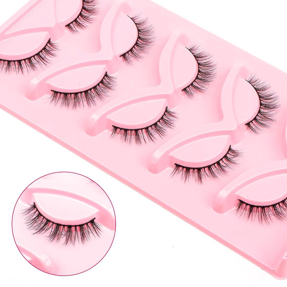 YEGZ-YJ-CD66 Natural Eyelashes Strip Eco-Friendly Vegan Domestic Chemical Fiber Curled Synthetic Hair 20mm Real Mink Full Strip