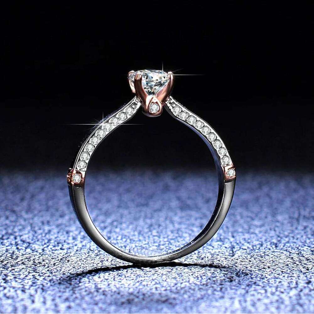 0.5ct D Color Moissanite Eternity Band Ring 925 Sterling Silver with Rose Gold Plated Wedding Rings For Women Jewelry 41c