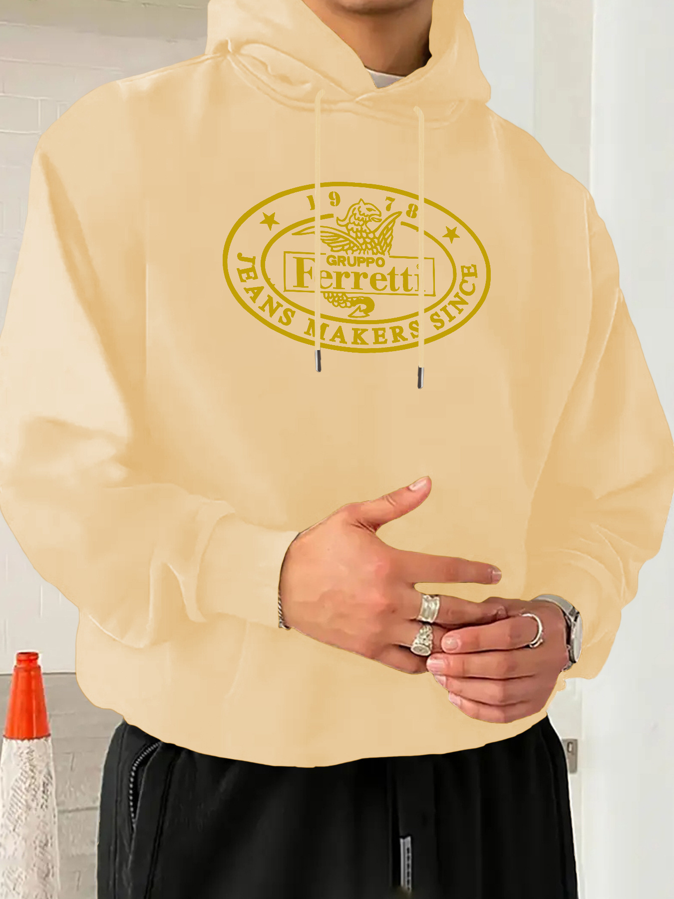 Men'S Casual Graphic Print - "PANS MAKER SINCE 1987" Design, Soft Polyester Blend, Long Sleeve Pullover with Front Pocket, Ideal for Fa