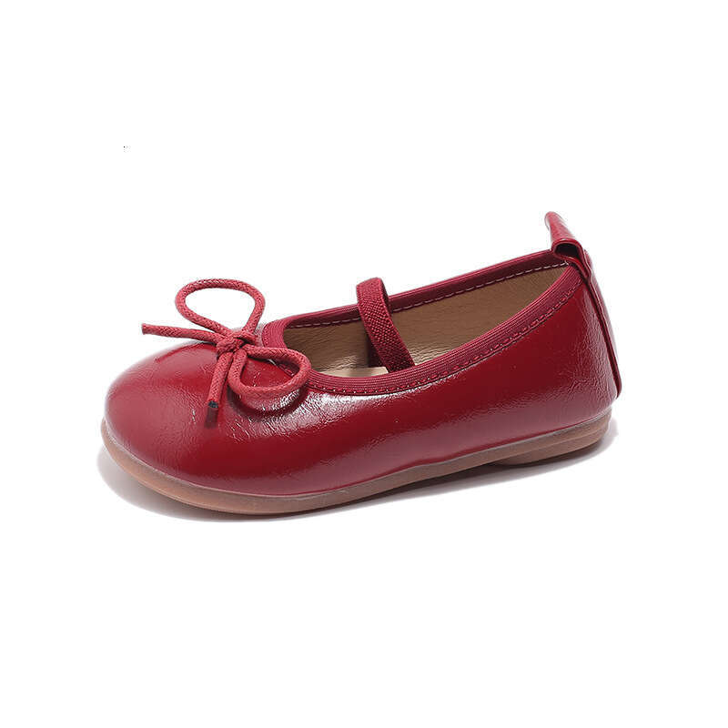 Children's Leather 2025 Spring and Autumn New Korean Style Girls' Soft Sole Princess with Bowknot Non-Slip Fashion Single Shoes