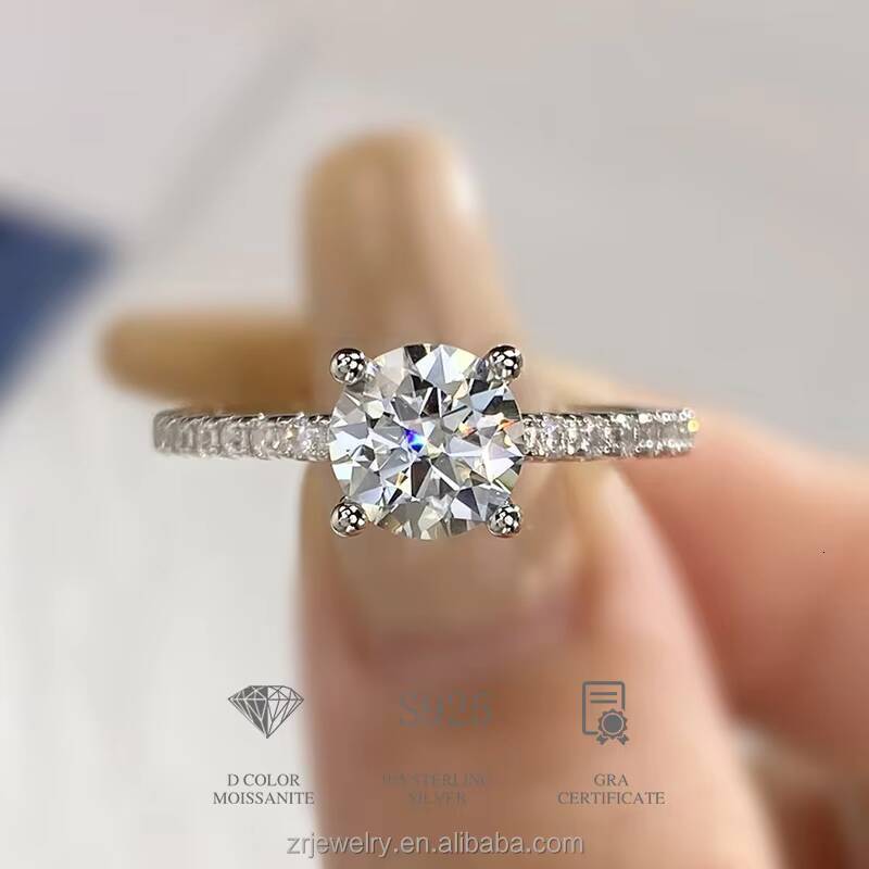 5ct Moissanite Rings Round Cut Jewelry Wholesale Gra Certified Vvs Engagement Wedding Moissanite Ring