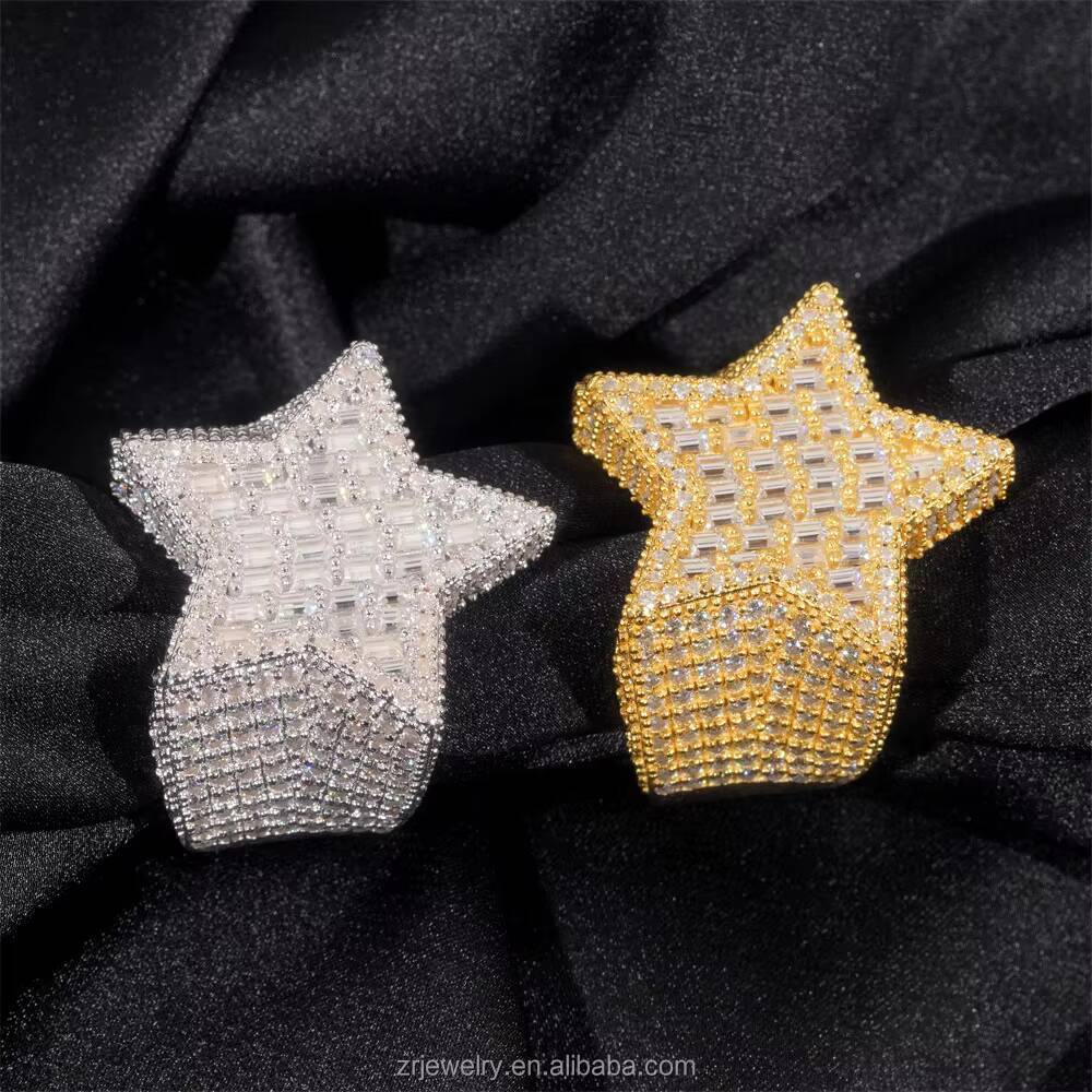 Men Rings Moissanite Gra Certificate Vvs D Moissanite 925 Sterling Silver Wedding MenS Iced Out Moissanite Star Ring