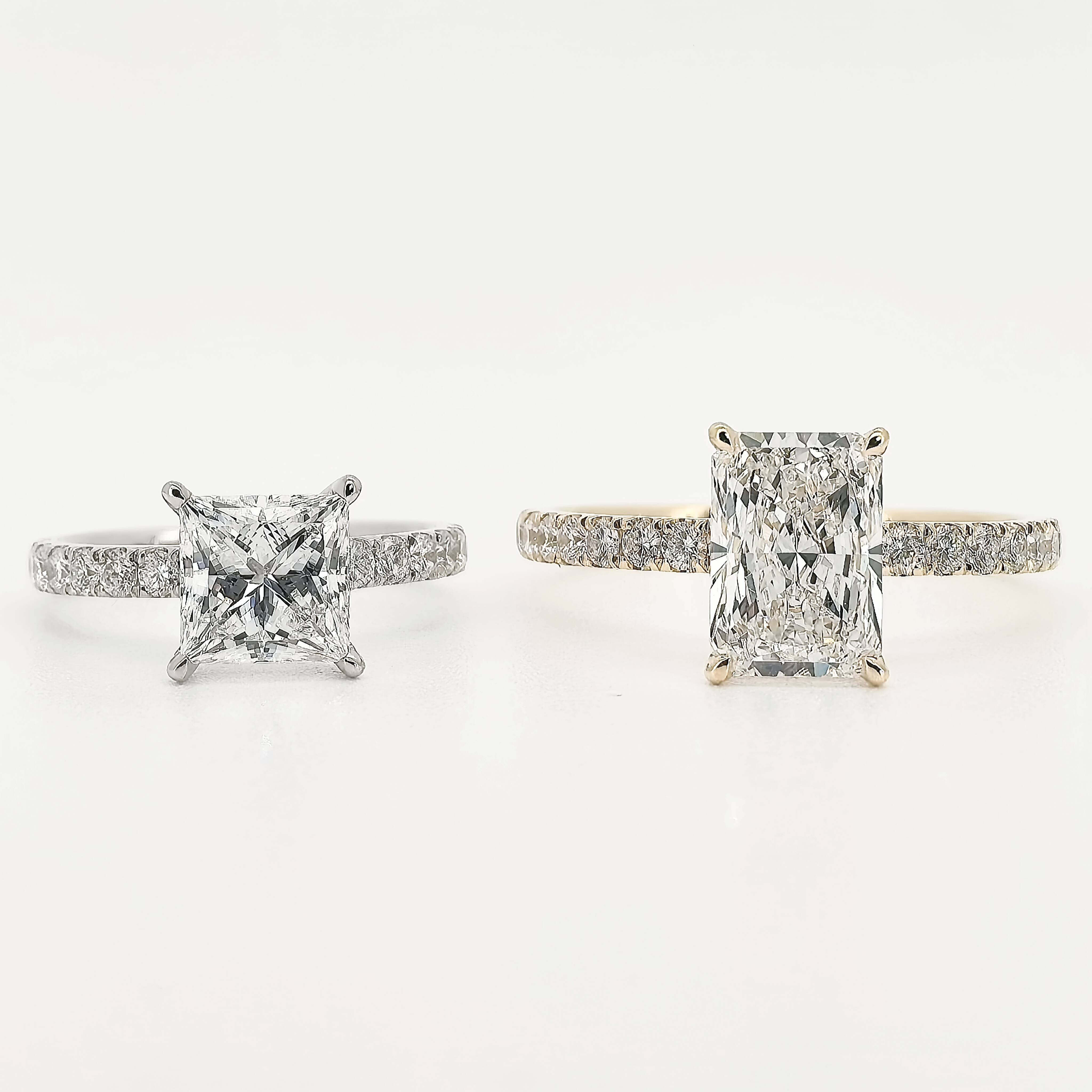 Custom Princess Cut Lab Diamond Rings 14K Soild Gold IGI Certified Synthetic Lab Grown Diamond Ring