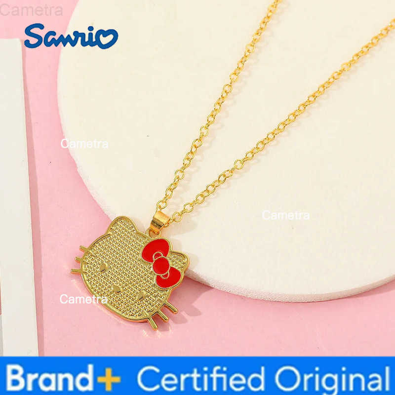 Sanrio Hello Kitty Necklace Cartoon Figure KT Cat Metal Pendant Necklace Kawaii Jewelry Accessories Gifts H251229