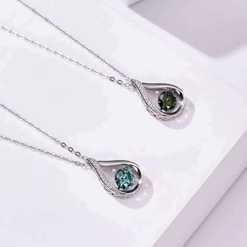 1CT Pass Tested GRA certified Moissanite Necklace for Women Sterling 925 Silver Lab-created Diamond Pendant with O-chain d8e