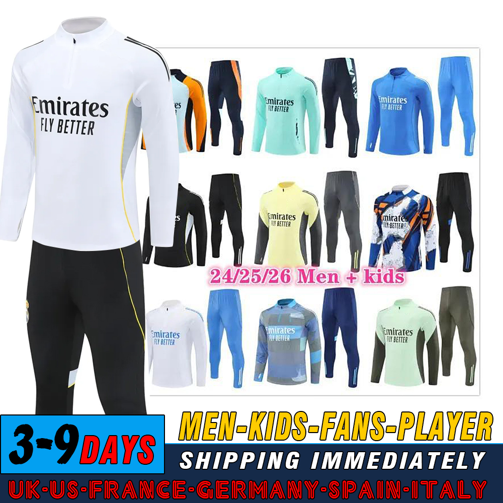 2025 2026 rEals mAdRID tracksuit 25 26 training kit MBAPPE BELLINGHAM VINI JR long sleeve soccer training football tracksuits men kids kit track camiseta de futbol