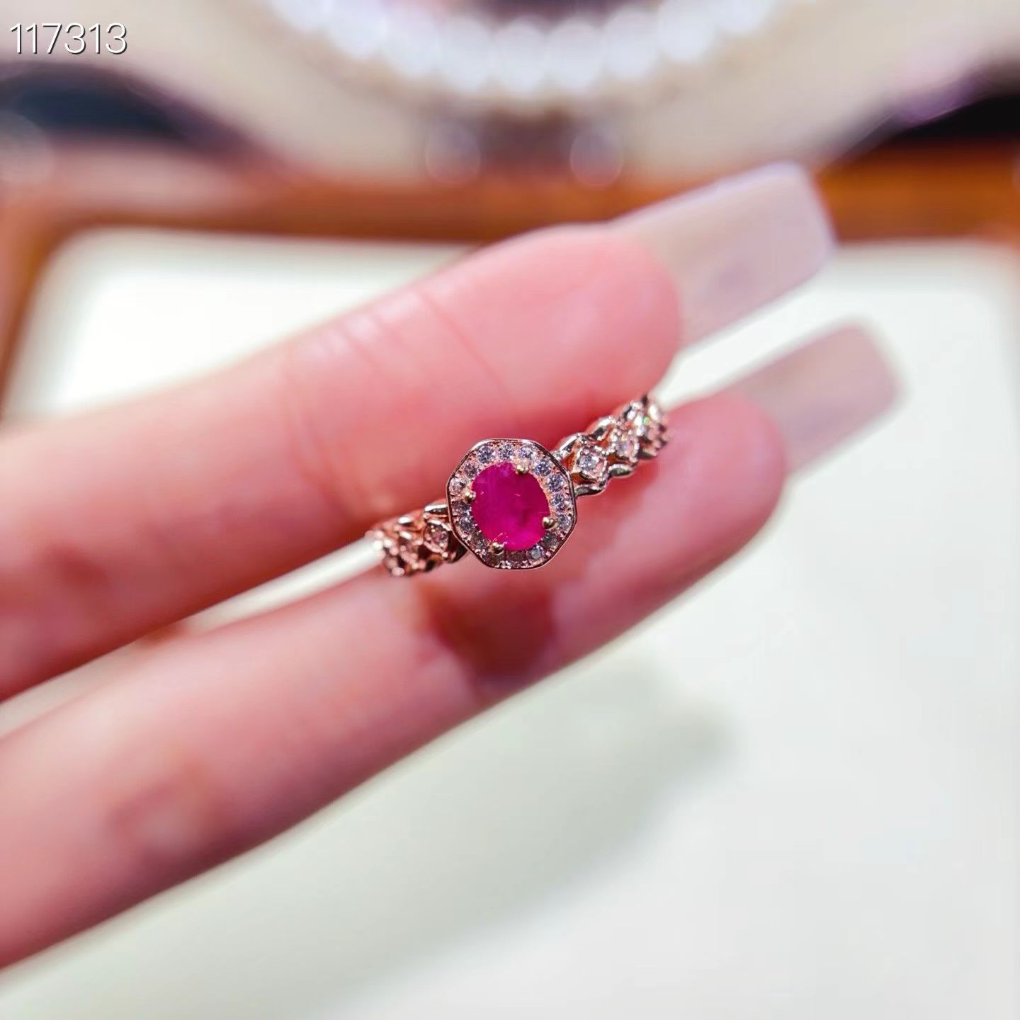 Natural pink ruby ring Adorable 925 silver gemstone ring 4mm*5mm 0.4ct genuine ruby jewelry gift for women