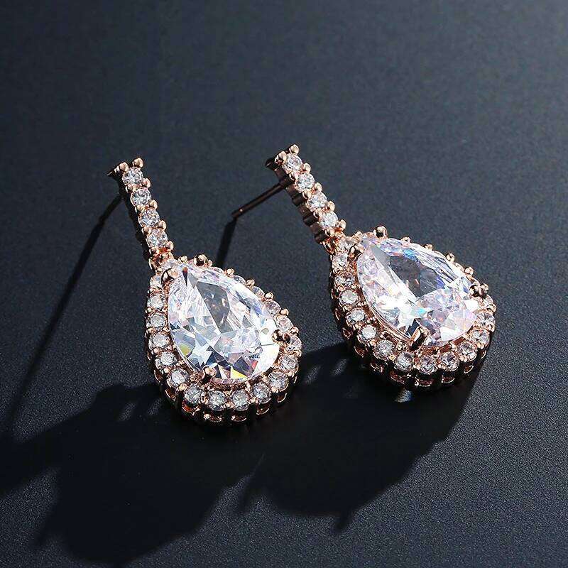 ZAKOL Brand Classic Water Drop Pear-shaped Cut Zircon Stud Earrings Shining Crystal CZ Bride's Earring Wedding Jewelry