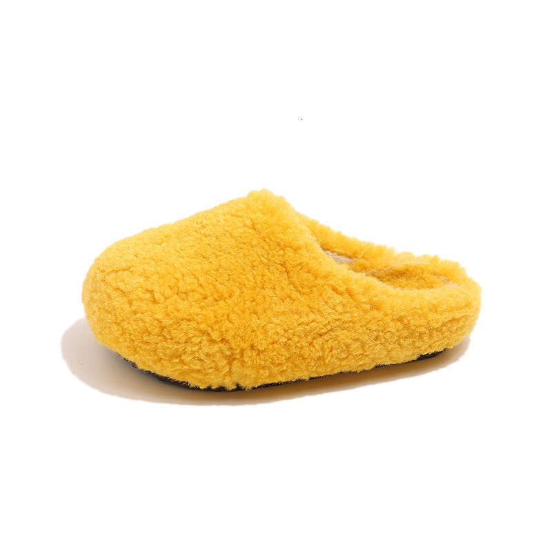 INS French Style Closed-Toe Cotton 2025 Winter New Korean Version Girls Slip-On Fleece-Lined Warm Furry Slippers