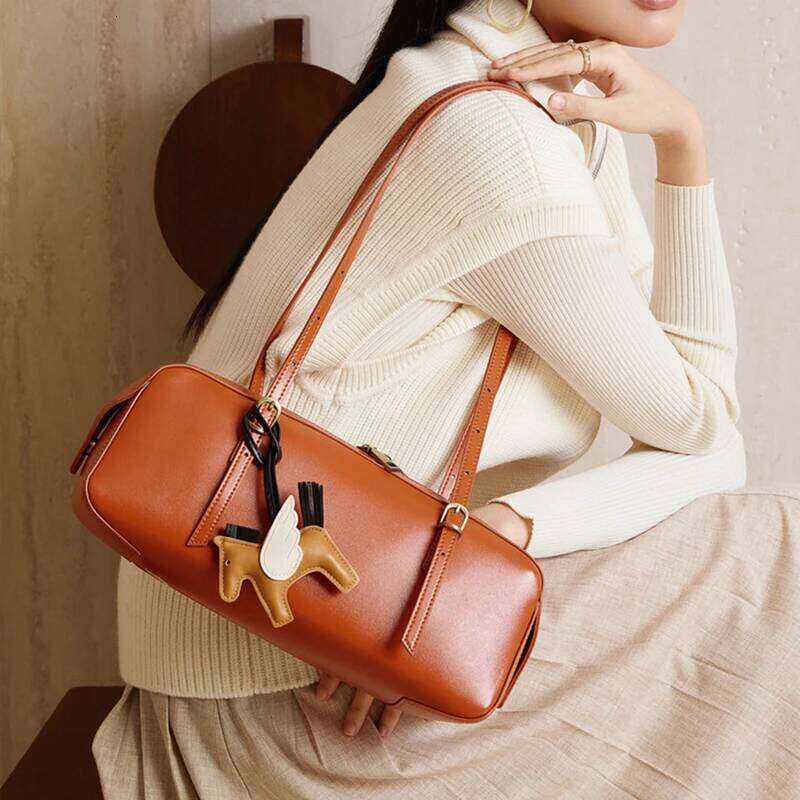 Toptrends Luxury Genuine Leather Underarm Shoulder Bags For Women 2025 Trend Designer Bowling Tote Pillow Office Ladies Handbags Pingshuo