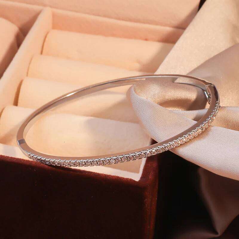 ZAKOL Luxury Zirconia Round Bangles For Women Girls Silver Color Metal Crystal Wristlet Jewelry Wedding Festival Trendy Gifts