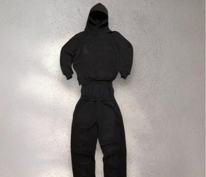 Casual hooded sweatshirt suit long sleeve trousers top spring autumn printed personalized street style couples same street wear 251226