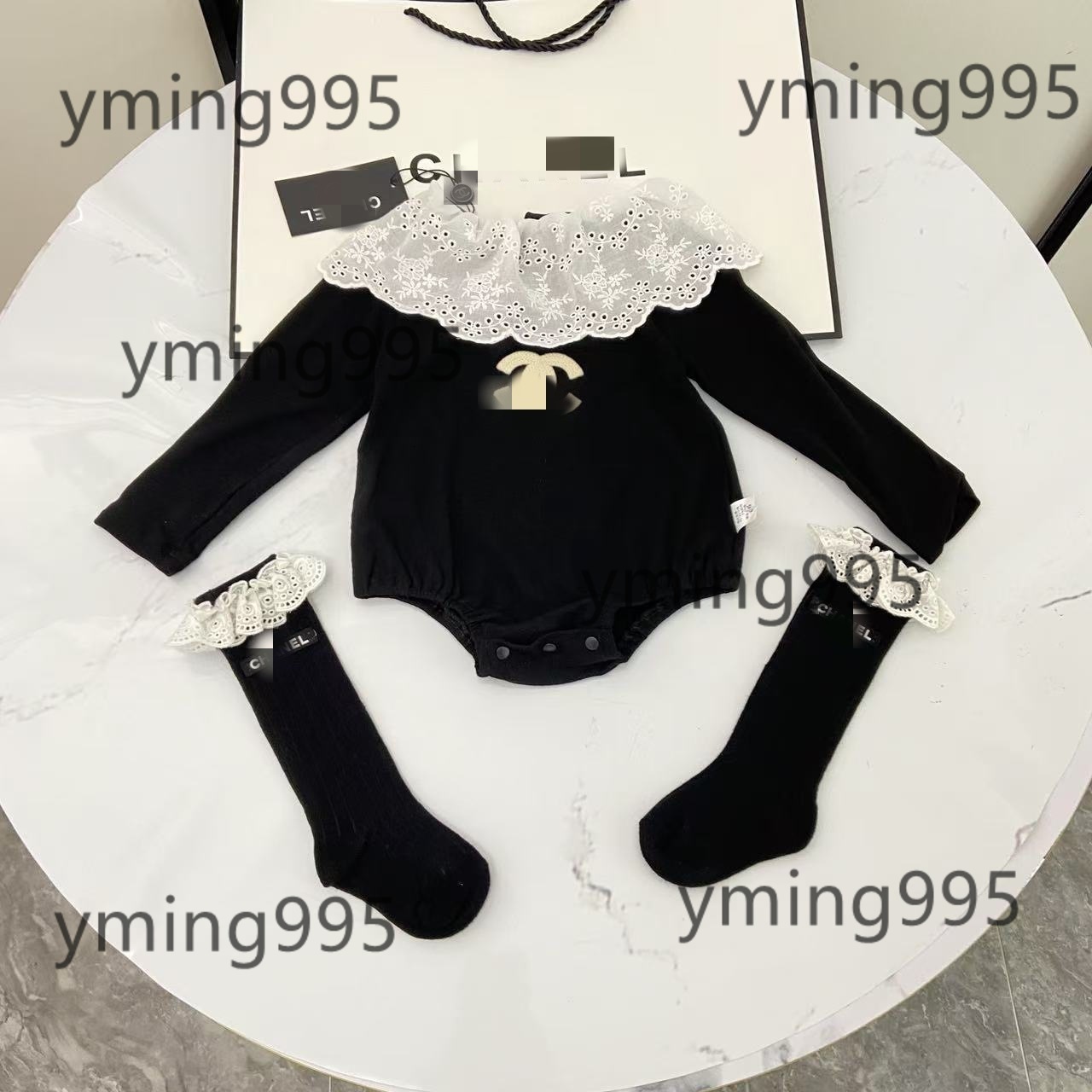 Designer luxury children's clothing kids Korean Style Baby Autumn Romper Lace Trim Collar Infant Onesie chanels channels cc New Baby Outfit 7DUM