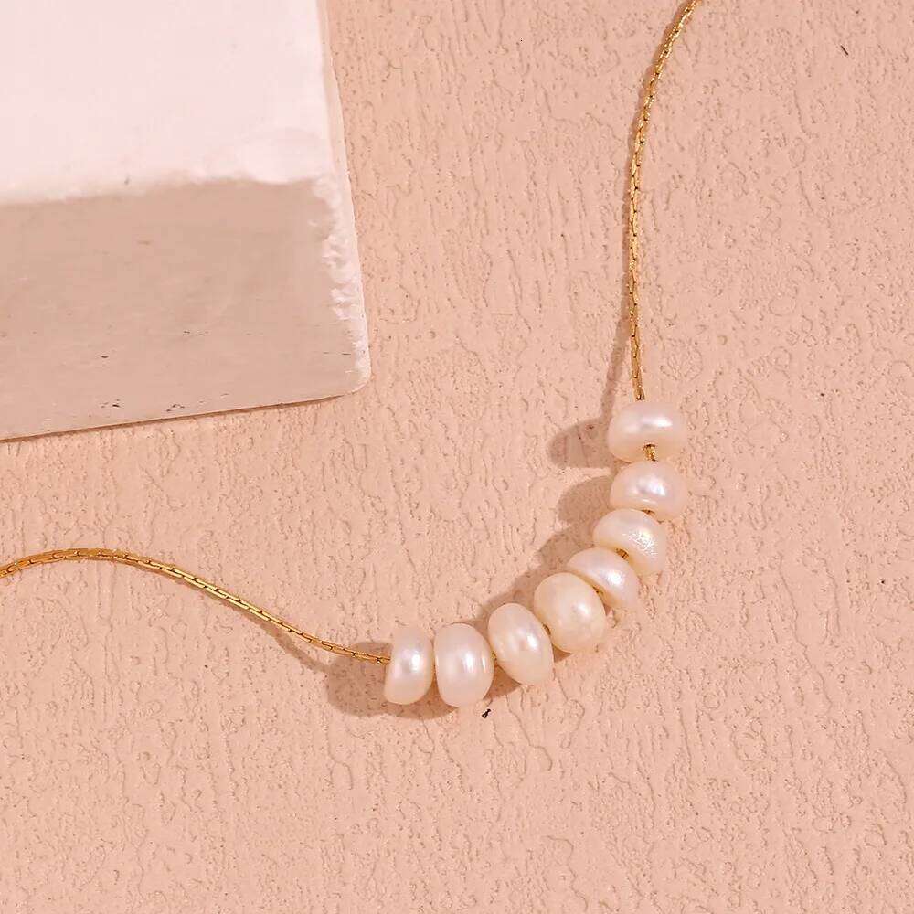 ZAKOL Vintage Natural Pearl Beads Chic Exquisite Necklace Thin Chain Stainless Steel Minimalist Charm Collar Jewelry for Women