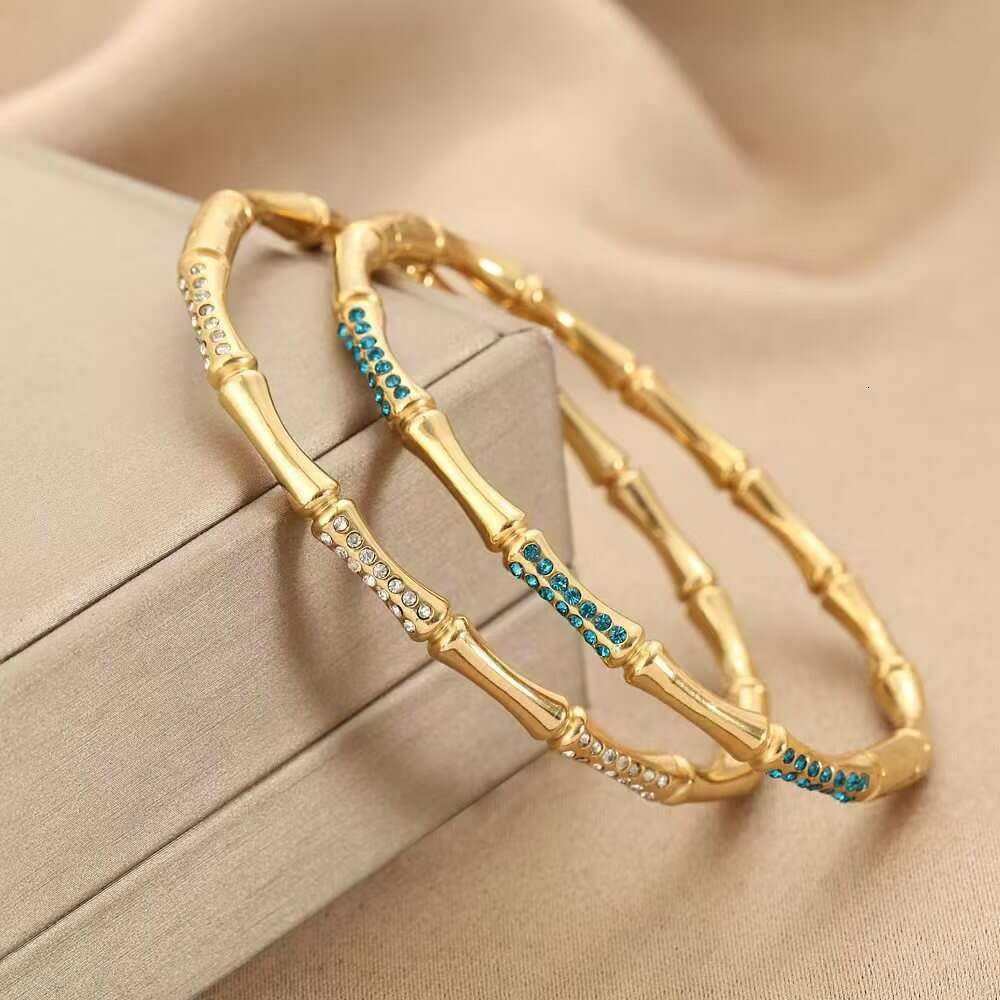 Bracelet For Women High-End Niche Temperament Bamboo Knot Bracelet, Hot-Selling Versatile Diamond-Encrusted Gold-Plated Clasp Stainless Steel Jewelry