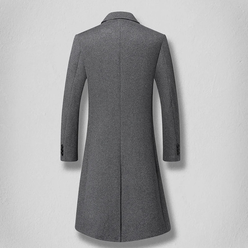 Highend mens fashionable and stylish solid color versatile trendy casual long woolen coat 251226