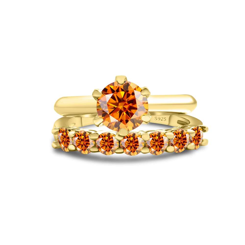 Total 1.7 Ct moissantie ring set Silver 925 Brilliant Cut Diamond Test Past D Color Moissanites Rings Original Jewelry 236