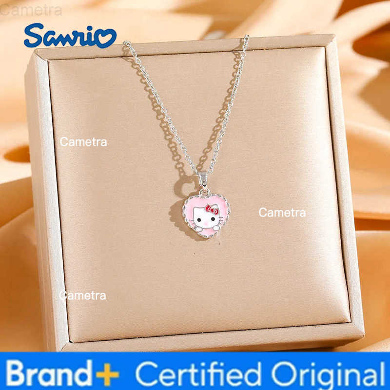Sanrio Romantic Sweet Cute Hello Kitty Heart Pendant Necklaces for Women Girls Lovely Stainless Steel Chain Jewelry Gifts H251229