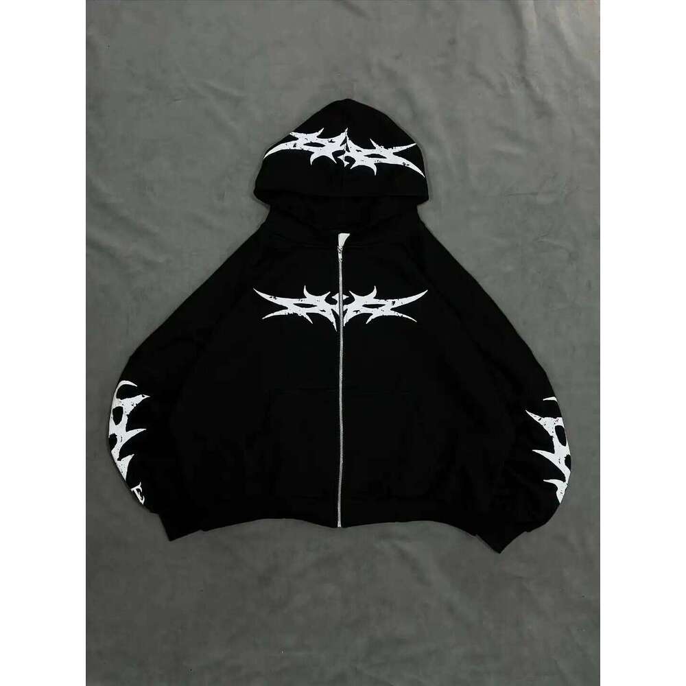 Retro Art Ultra-large Letter Printing Summer Street Round Neck of Hoodie Coats Men's Loose Leisure Sports Warm Couple Sweater