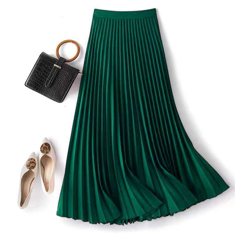 Women's Long Skirt Satin Elegant Organza High Waist Pleated Spring Summer Versatile Princess Half Long Skirt New Style