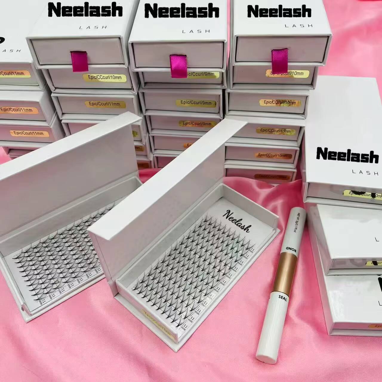 Large Tray with 320 Premade Fans Pointy Sharp Slim Tips Heat Bonded Volume Lashes Eyelash Extension