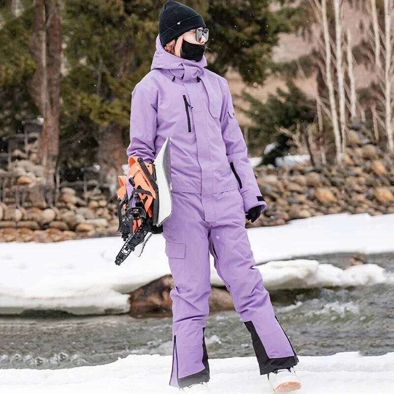 Snow Suit Women 2025 Windproof Man Outdoor Overalls New Snowboard Clothe Set Unisex Sport Warm Cotton One Piece Skiing Jumpsuit SPLELED