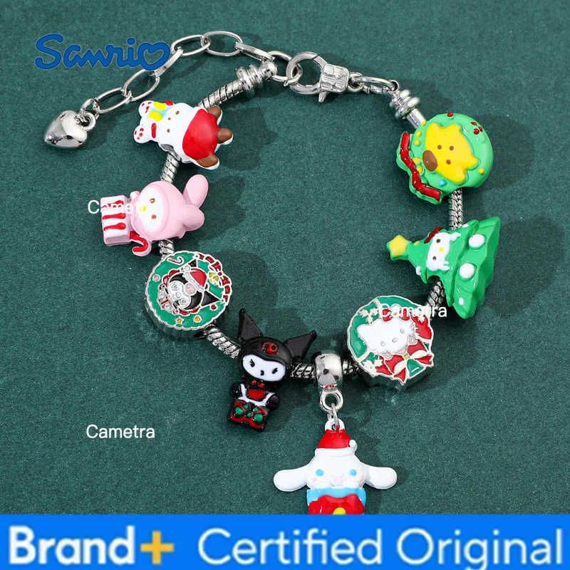 Sanrio Christmas Style Charms Bracelet for Girl DIY Jewelry Accessories Kawaii Hello Kitty Kuromi Melody Student Y2K H251229
