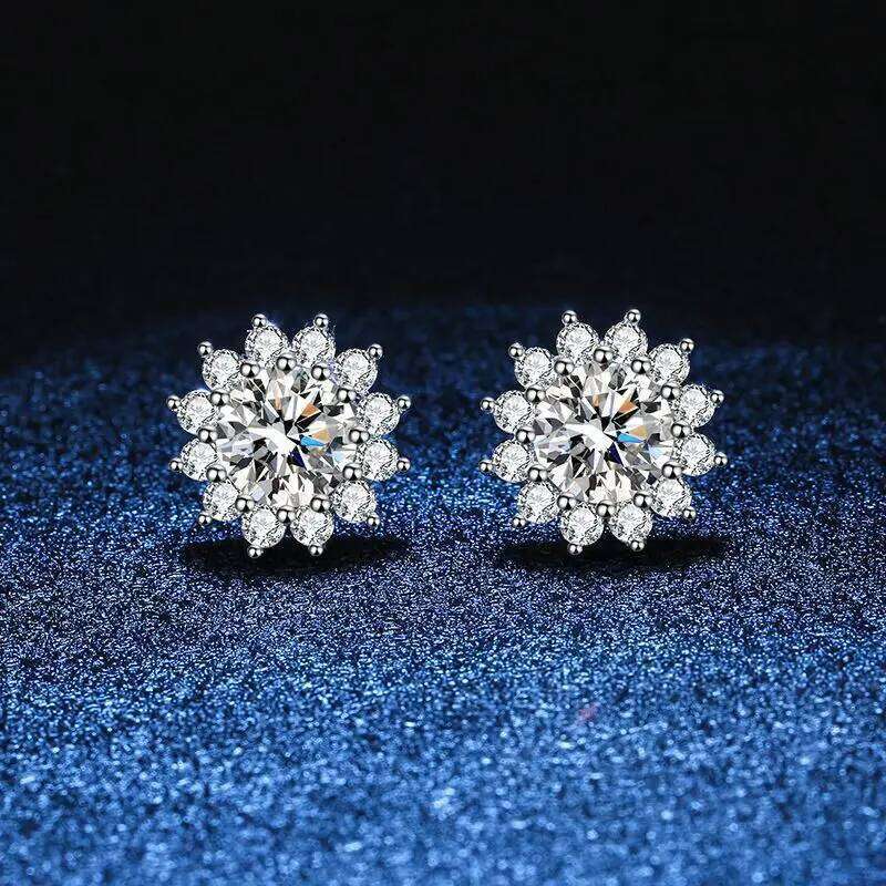 1.0 ctx2 pcs d color vvs women moissantie stub earring 925 sterling silver female Jewelry Women's Wedding party dating gift 49a