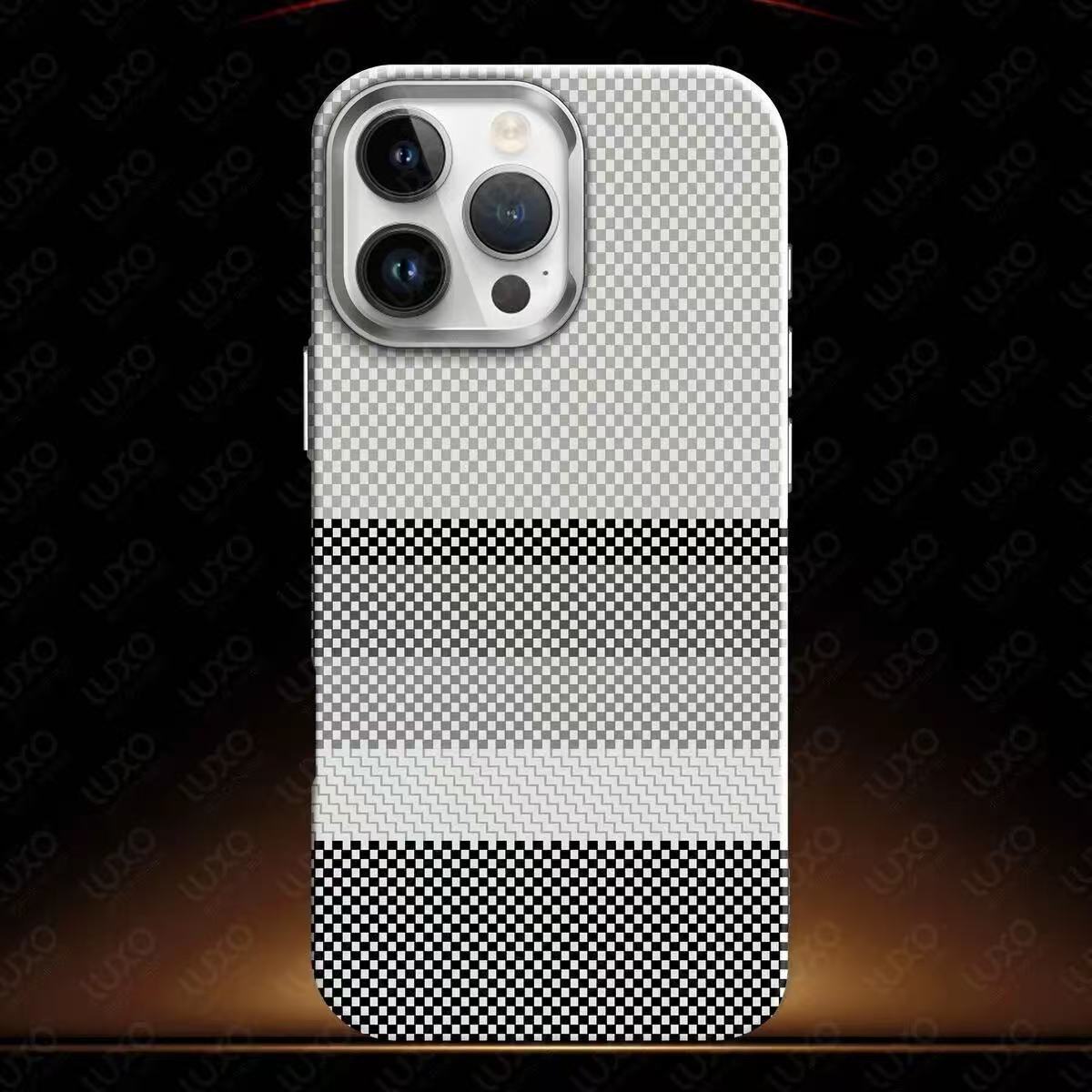 Glow-in-the-Dark Kevlar Texture Compatible with iPhone 16 Magnetic Charging Phone Carbon Fiber Apple 15 Full Coverage Hard Case