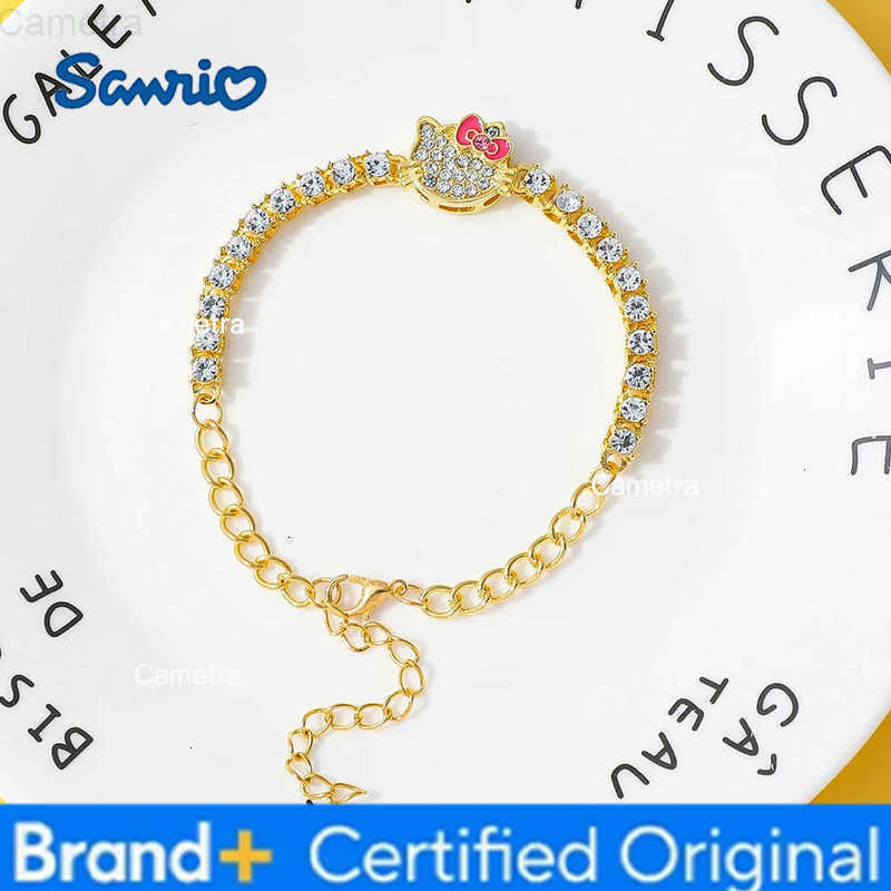 Sanrio Anime Figure Hello Kitty Rhinestone Bracelet Creativity Cartoon KT Cat Bangle for Girls Birthday Party Accessory Gift H251229