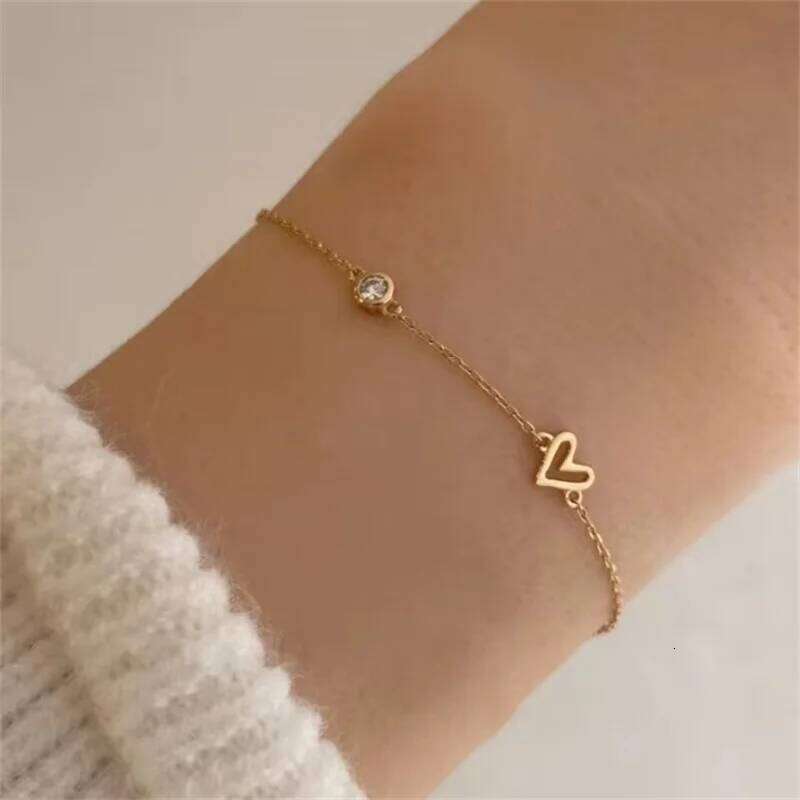 925 Sterling Silver Plating 14K Gold Zircon Heart Bracelets Exquisite Adjustable Bracelet For Women Jewelry 25H1229