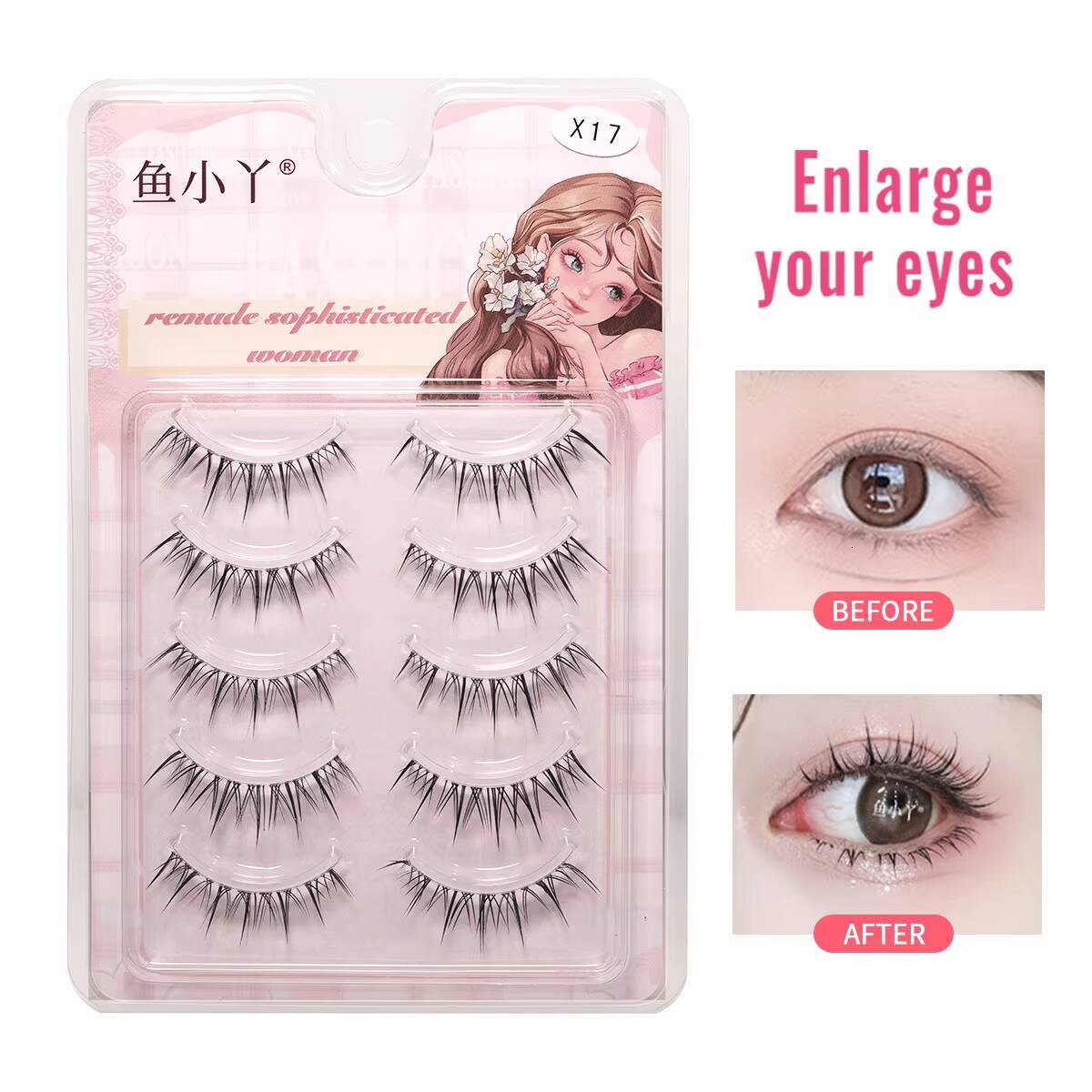 Handmade X17 Pair of Natural DIY Full Strip Eyelashes Foreign Trade Wholesale Batch of Simulation Mink Hair Fake Eyelashes
