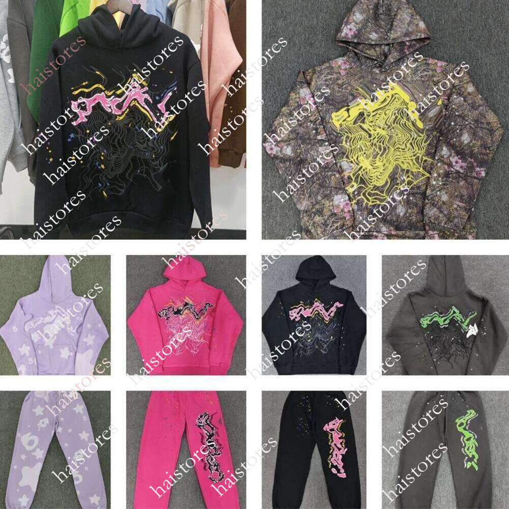 Designer Mens Sweatshirts For Sweats Pink Off Men Hoddie White Hoody Vvs Spider Hoodie Rhinestone women Tracksuit Sp5derhoodies Hoodies Pants Printed Purpel