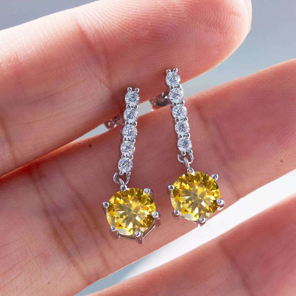 Trendy 1CT D Color Moissanite Diamond Drop Earrings for Women Ear Fine Jewelry S925 Silver Plated female Earring Gift 47b