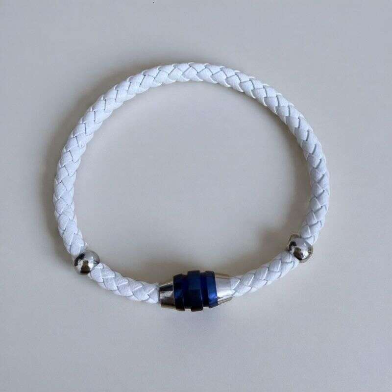 Cross-Border Stainless Steel Magnetic Round Braided Clasp Men's Personalized Bracelet Leather Cord