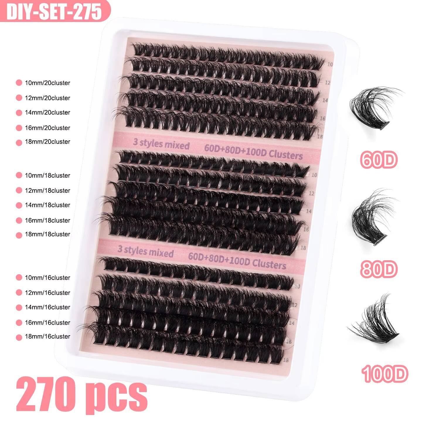Fluffy 20mm Cluster Lashes Wholesale 80d 100d Cluster Kits With Tools Custom for Individual Diy Eyelashes Vendor