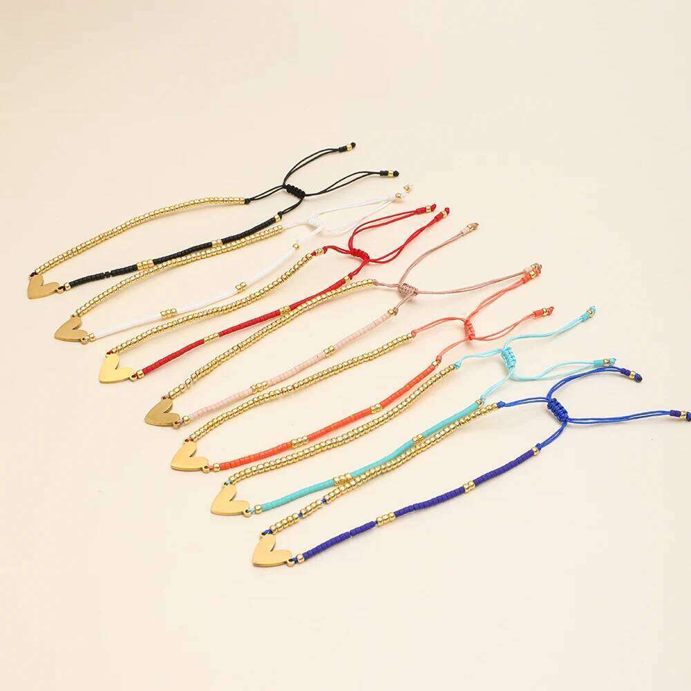 ZMZY New Fashion Design Love Heart Charm Gold Color Miyuki Beaded Bracelet Friendship Adjustable Handmade Jewelry Girl Gift 25H1229