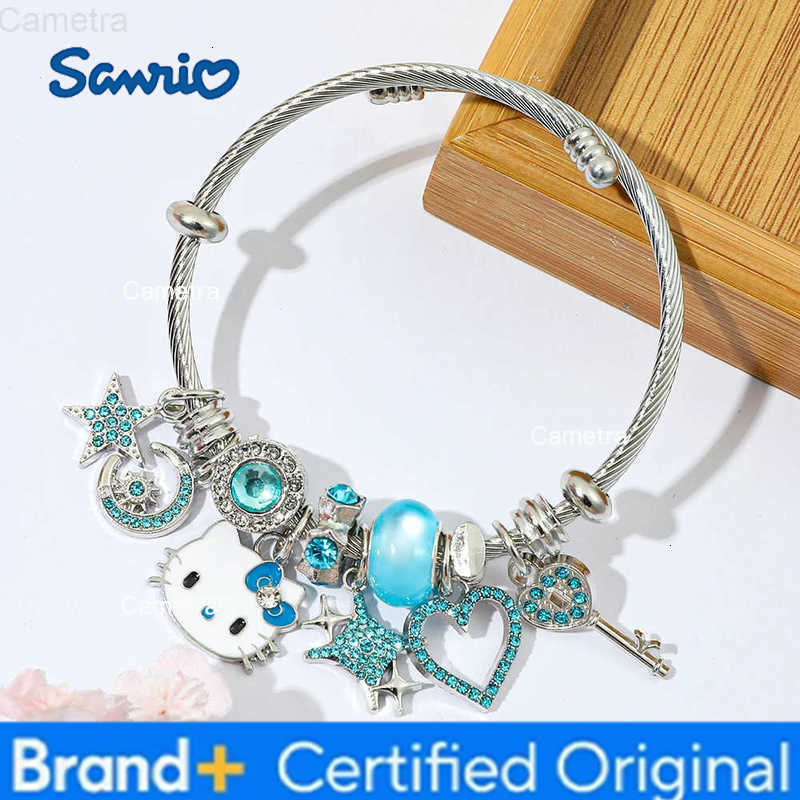 Sanrio Kawaii Cartoon Hello Kitty My Melody Pendant Rhinestone Zircon Bead Bracelet for Girls Jewelry Party Gift H251229