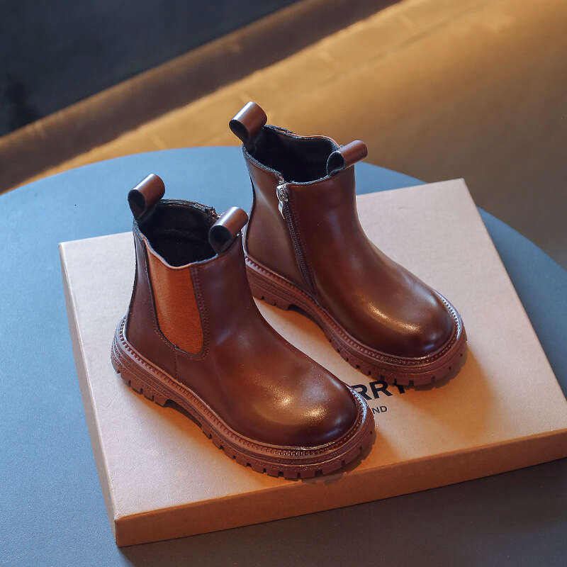 Korean Fashion Children's Autumn New British Style Solid Color Long Martin Boots for Young Girls