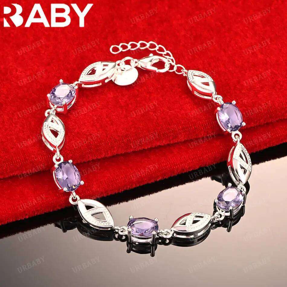 URBABY 925 Sterling Silver Design Zircons Bracelets For Women Men Anniversary Gift Popular Wild Fashion Romantic Jewelry 25H1229