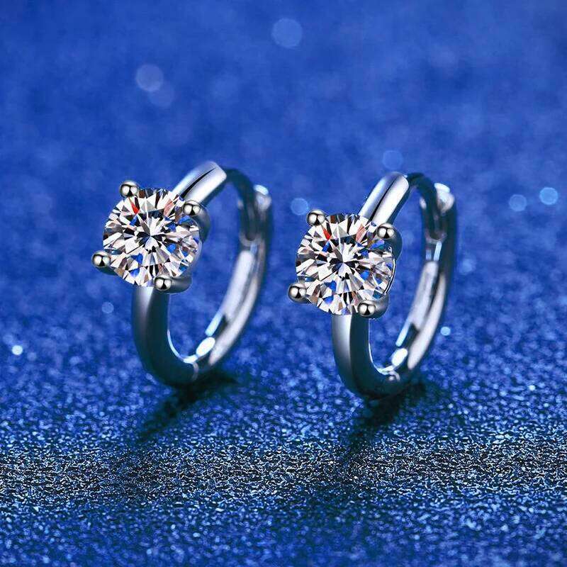 0.5-1 Carat D Color Moissanite Ear Stud Earrings For Women 925 Sterling Silver Sparkling Piercing Earring Fine Jewelry 1d9