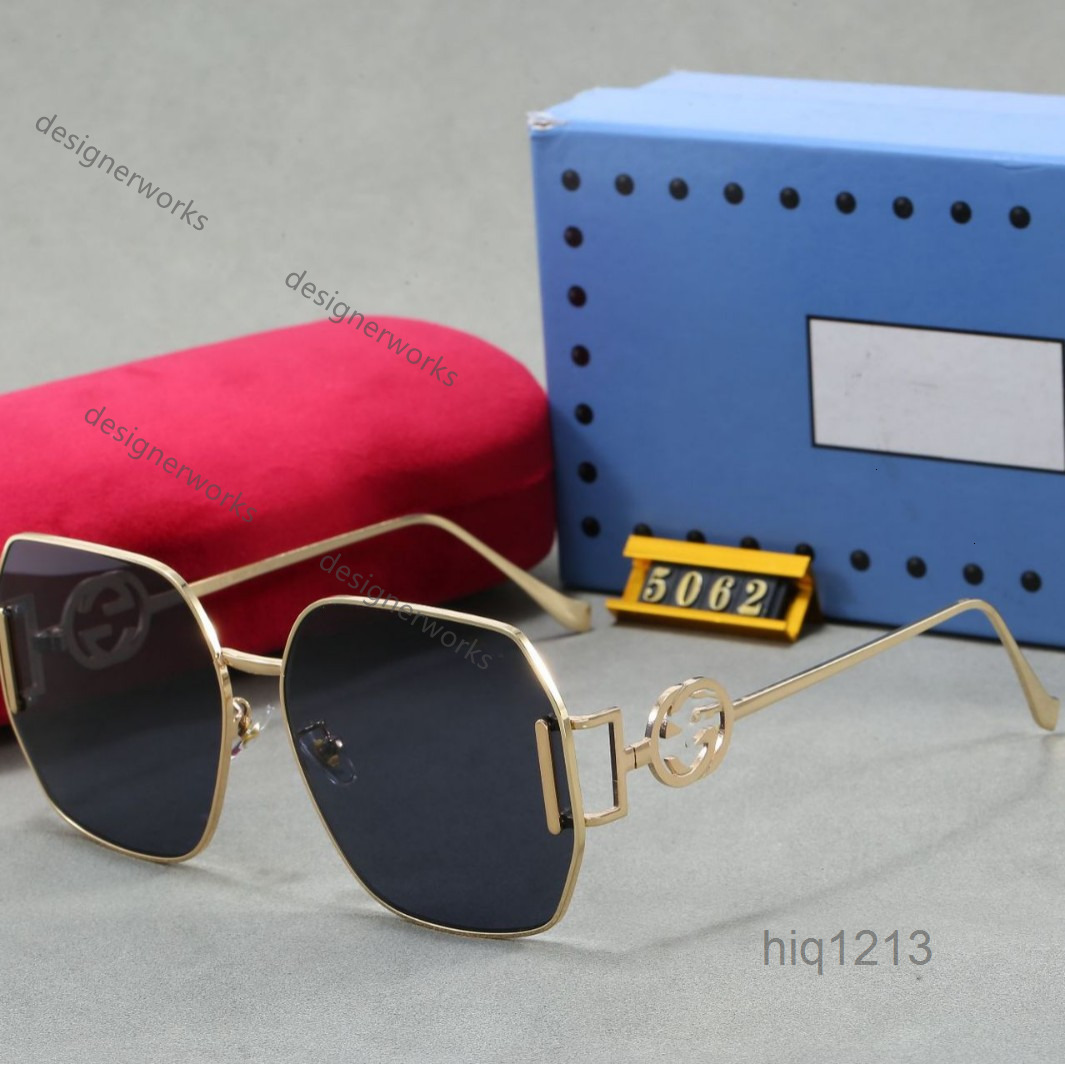 Sunglasses GUCCIS G Brand Ins Trend Metal Square Frame UV Protection Sunglasses GG5062 Large Frame RX5Y IV33