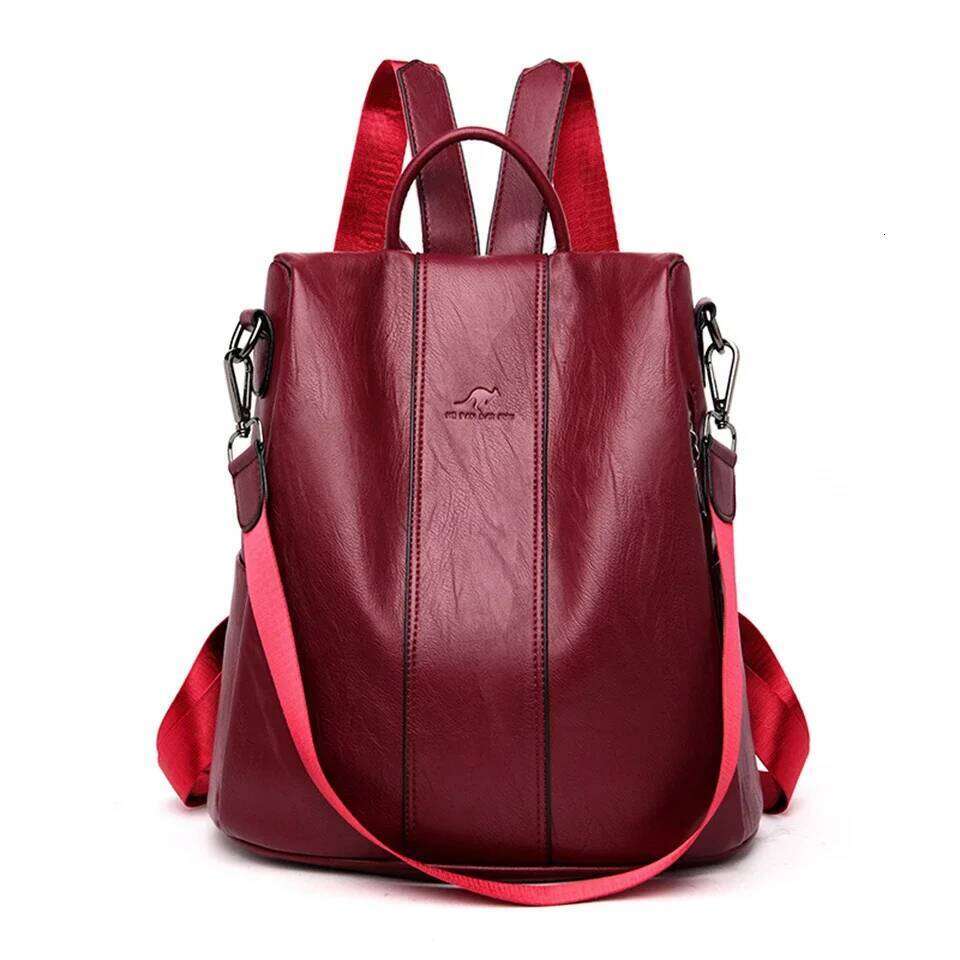 Anti Theft Soft PU Leather Women Vintage Shoulder Bag Ladies High Capacity Travel Backpack School Bags Mochila Feminina JINXIANGGUO
